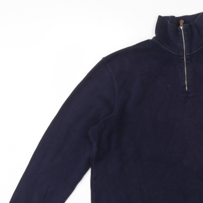 Polo Ralph Lauren Men's Navy L Quarter Zip Cotton Sweatshirt Logo