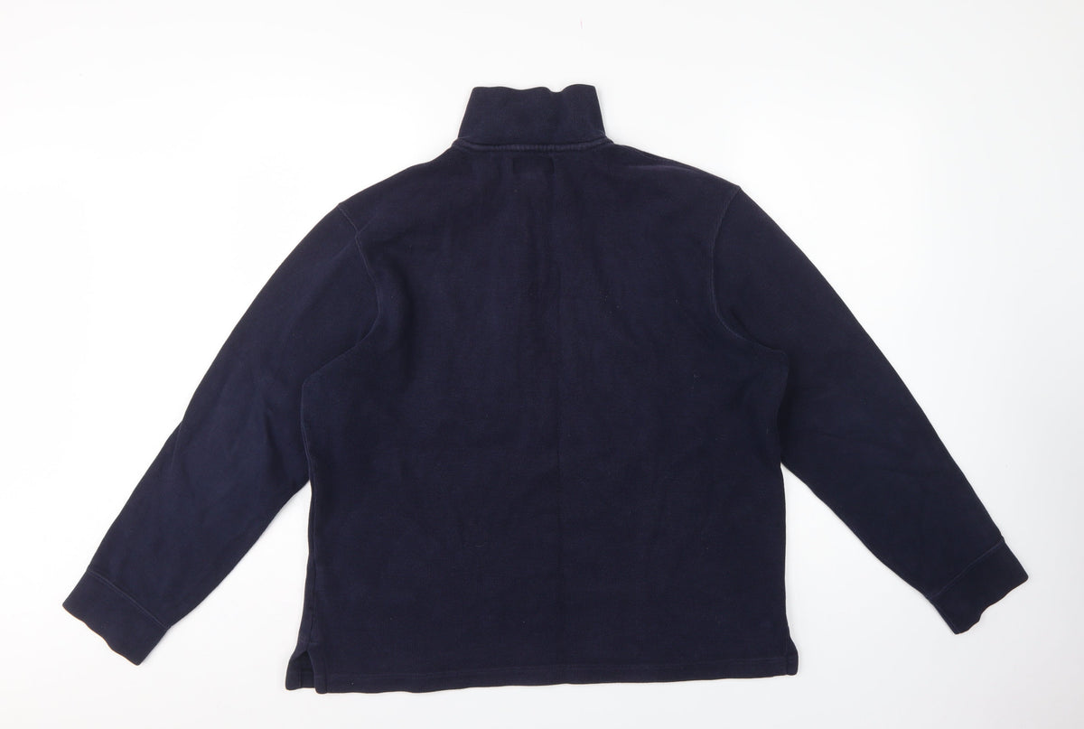 Polo Ralph Lauren Men's Navy L Quarter Zip Cotton Sweatshirt Logo