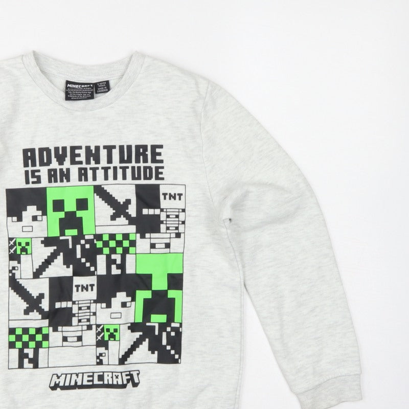 Minecraft Boys Grey 9-10 Years Pullover Graphic Print Sweatshirt