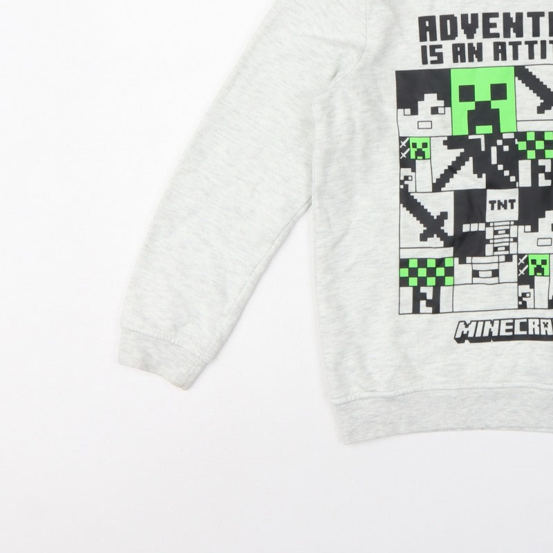Minecraft Boys Grey 9-10 Years Pullover Graphic Print Sweatshirt