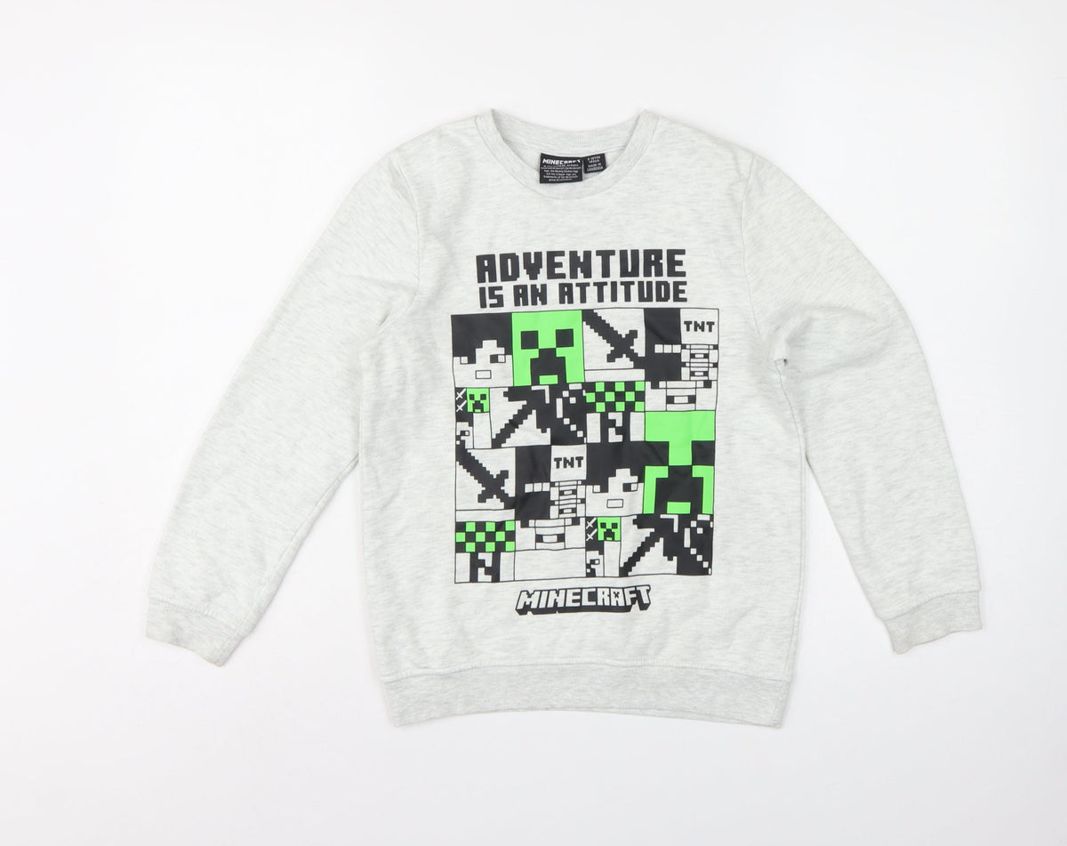 Minecraft Boys Grey 9-10 Years Pullover Graphic Print Sweatshirt