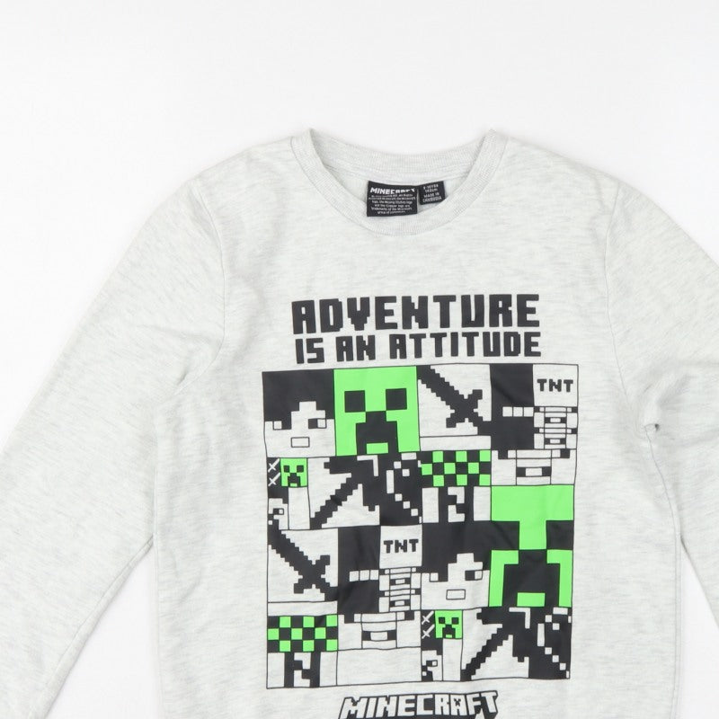 Minecraft Boys Grey 9-10 Years Pullover Graphic Print Sweatshirt