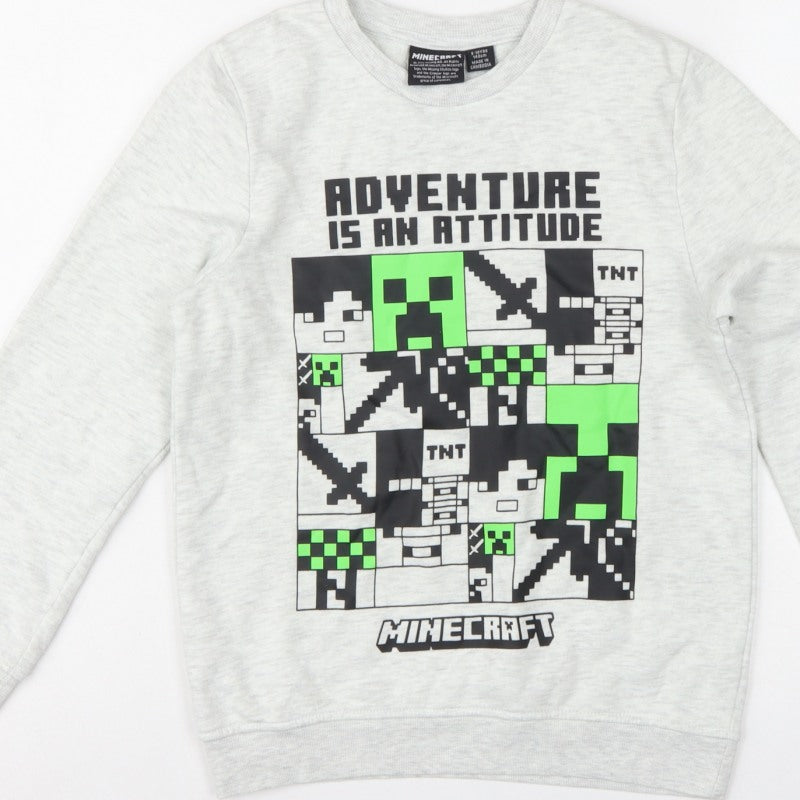 Minecraft Boys Grey 9-10 Years Pullover Graphic Print Sweatshirt