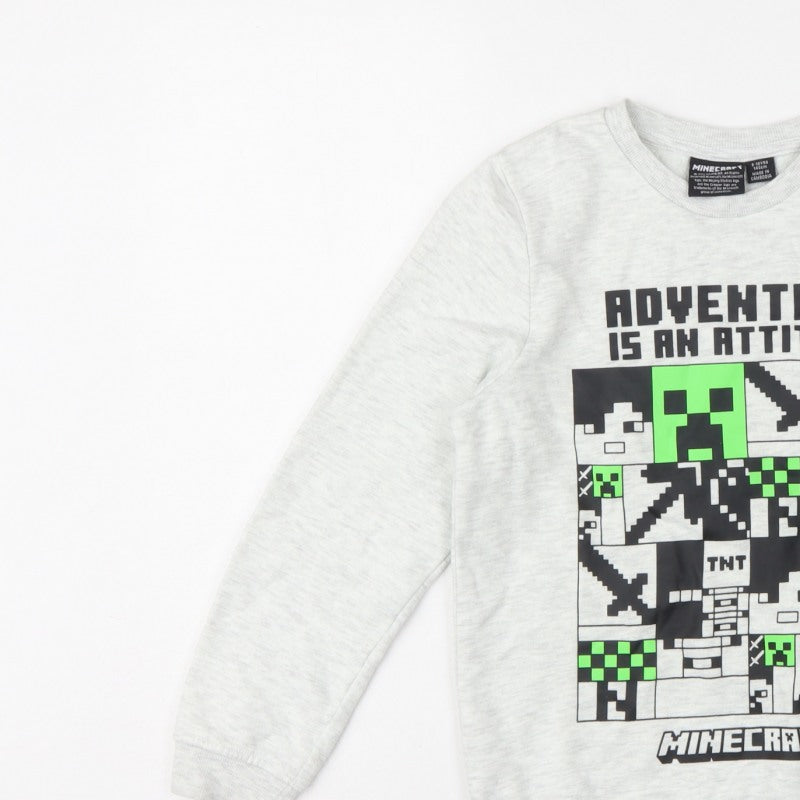 Minecraft Boys Grey 9-10 Years Pullover Graphic Print Sweatshirt