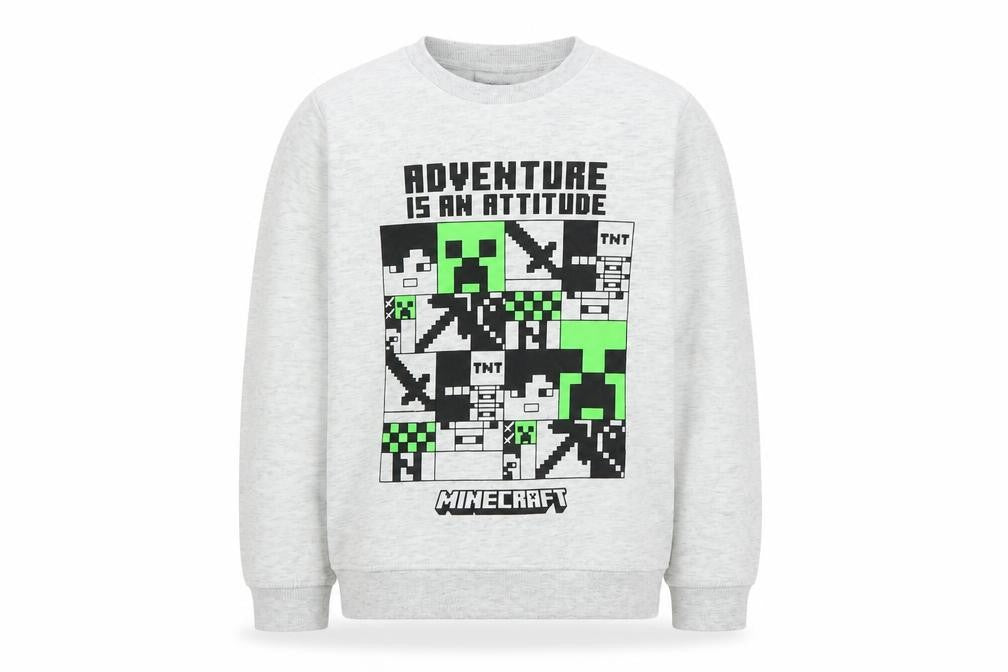 Minecraft Boys Grey 9-10 Years Pullover Graphic Print Sweatshirt