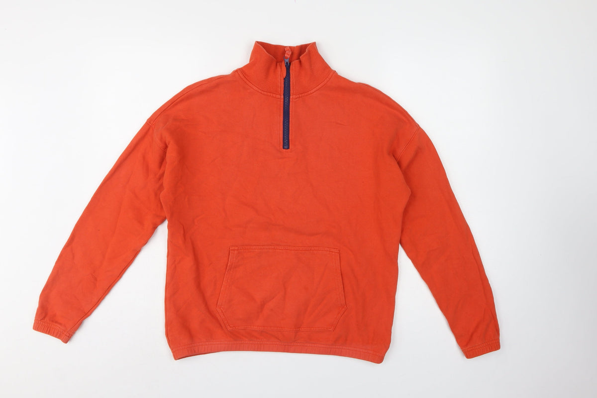 Boden Boys Orange 13-14 Years 1/4 Zip High Neck Sweatshirt
