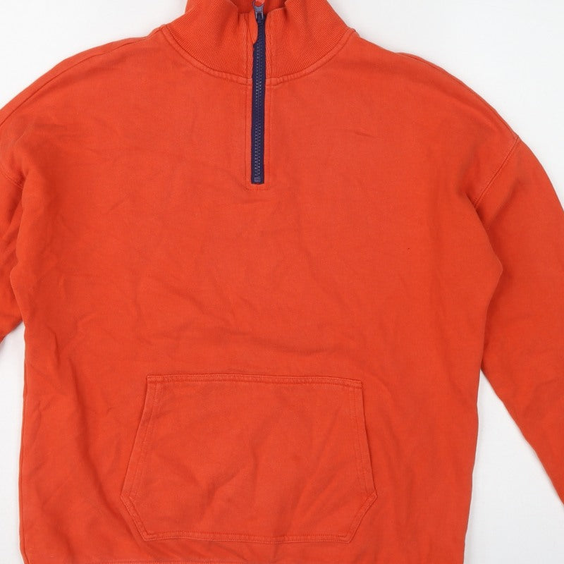 Boden Boys Orange 13-14 Years 1/4 Zip High Neck Sweatshirt