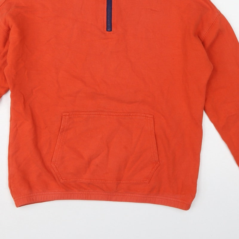Boden Boys Orange 13-14 Years 1/4 Zip High Neck Sweatshirt