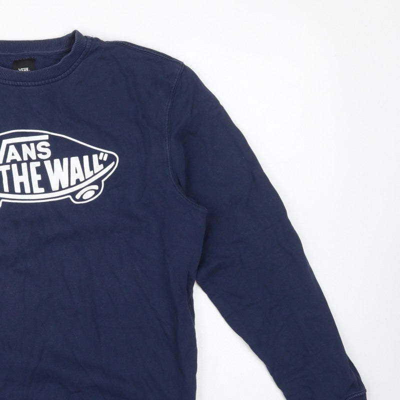 Vans Men's Blue Large Pullover Sweatshirt Off The Wall Logo