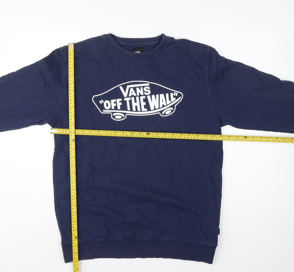 Vans Men's Blue Large Pullover Sweatshirt Off The Wall Logo