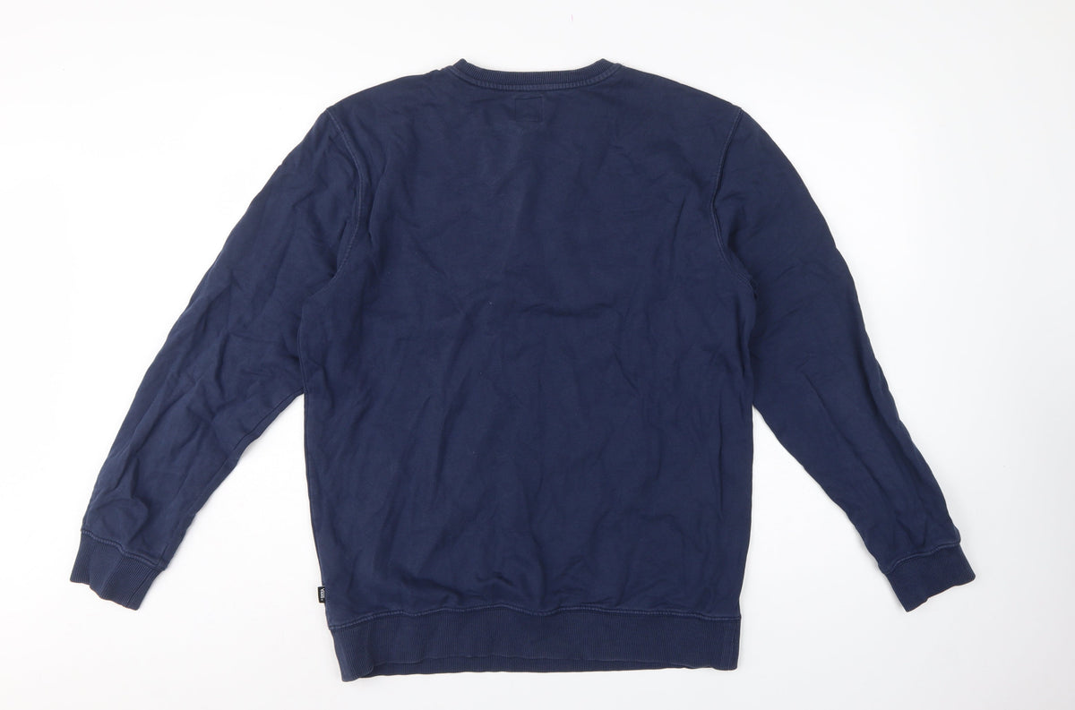 Vans Men's Blue Large Pullover Sweatshirt Off The Wall Logo