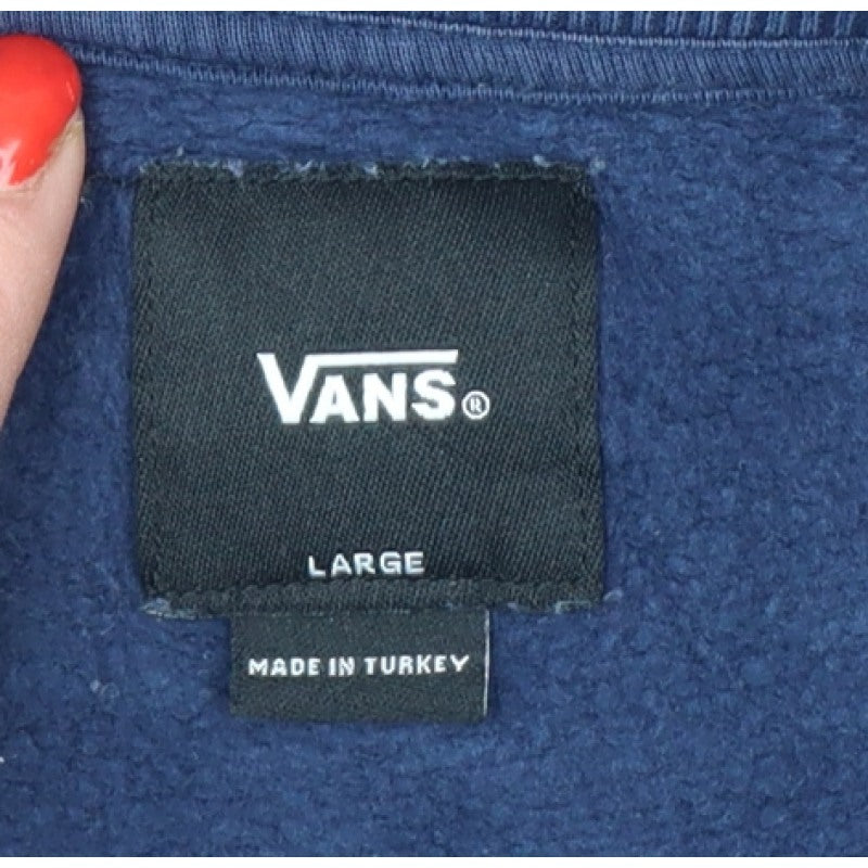 Vans Men's Blue Large Pullover Sweatshirt Off The Wall Logo