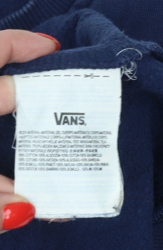 Vans Men's Blue Large Pullover Sweatshirt Off The Wall Logo
