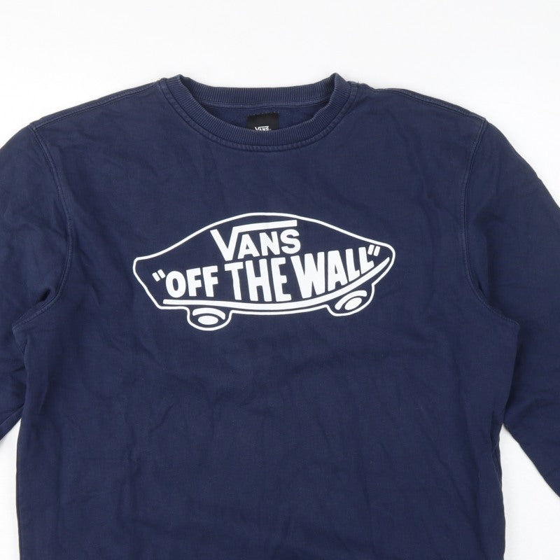 Vans Men's Blue Large Pullover Sweatshirt Off The Wall Logo
