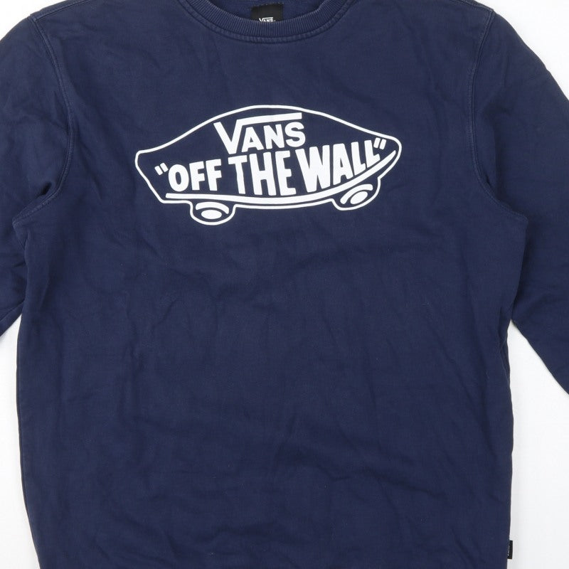 Vans Men's Blue Large Pullover Sweatshirt Off The Wall Logo