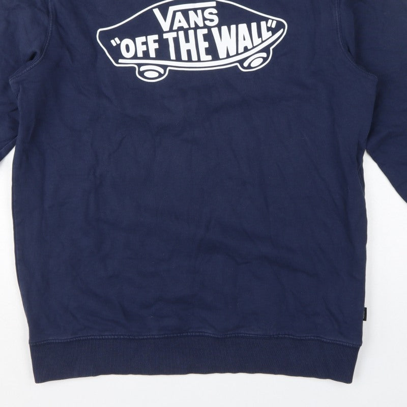 Vans Men's Blue Large Pullover Sweatshirt Off The Wall Logo