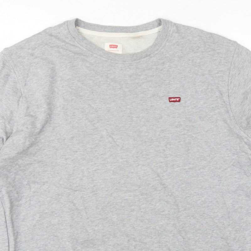 Levi's Men's Grey L Crew Neck Pullover Logo Sweatshirt