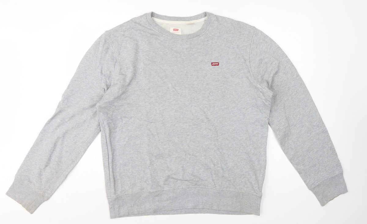 Levi's Men's Grey L Crew Neck Pullover Logo Sweatshirt
