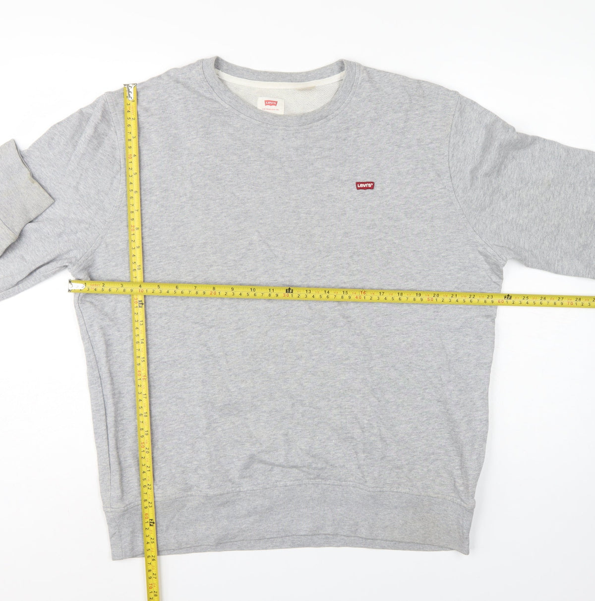 Levi's Men's Grey L Crew Neck Pullover Logo Sweatshirt