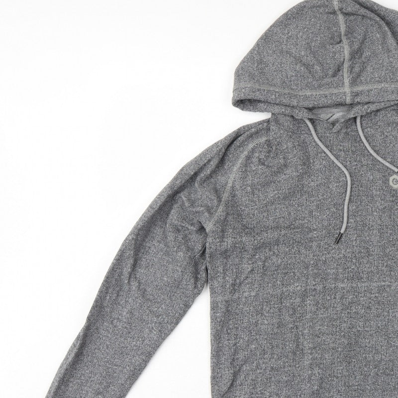 Jack & Jones Men Grey S Pullover Hoodie Logo Drawstring
