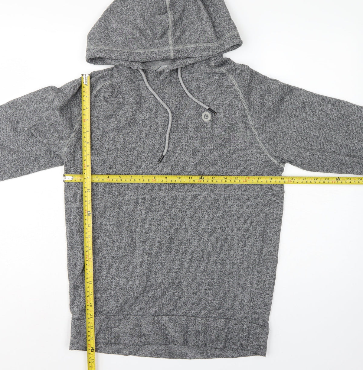Jack & Jones Men Grey S Pullover Hoodie Logo Drawstring