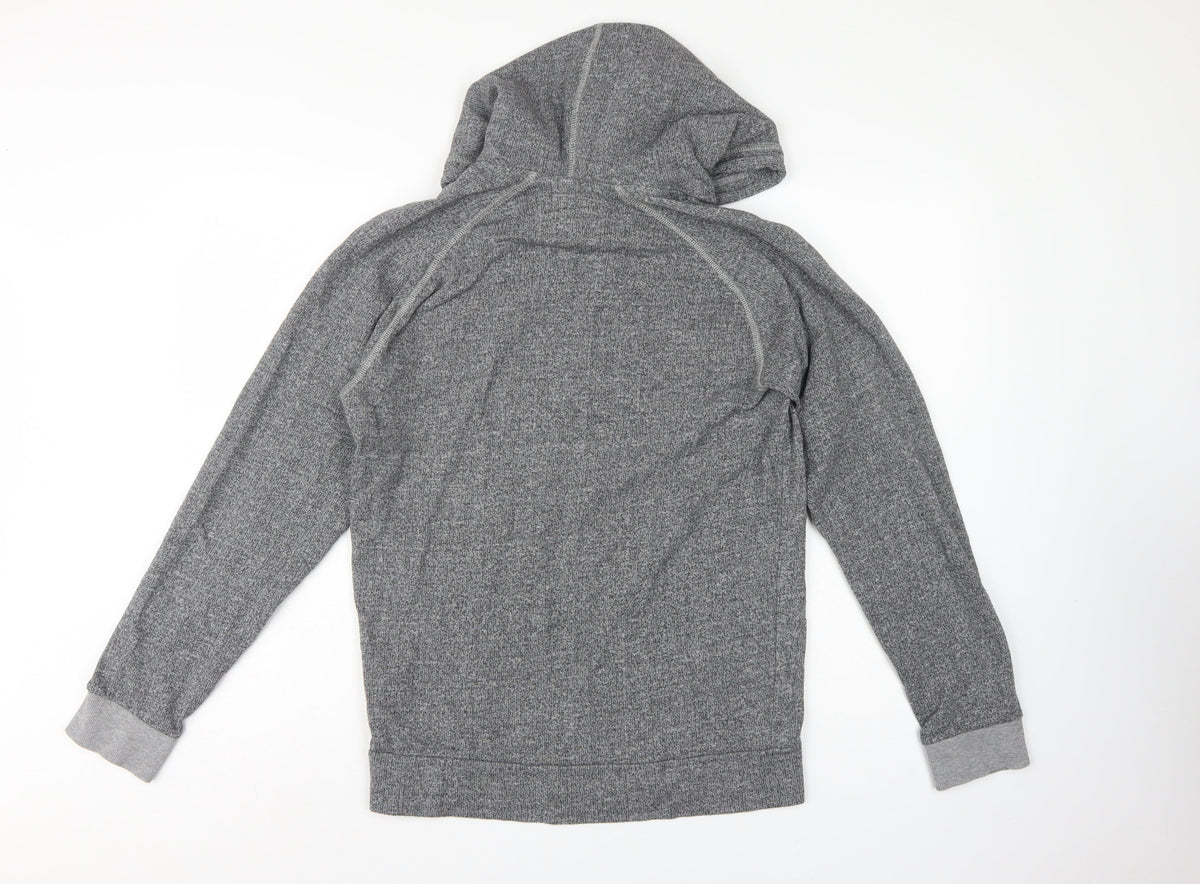 Jack & Jones Men Grey S Pullover Hoodie Logo Drawstring