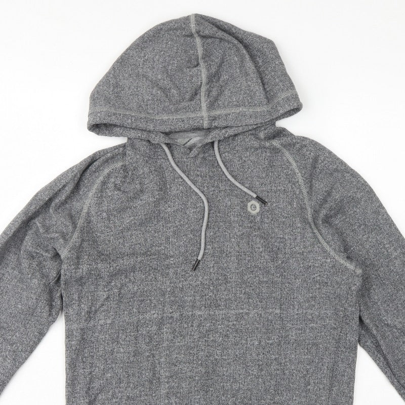 Jack & Jones Men Grey S Pullover Hoodie Logo Drawstring