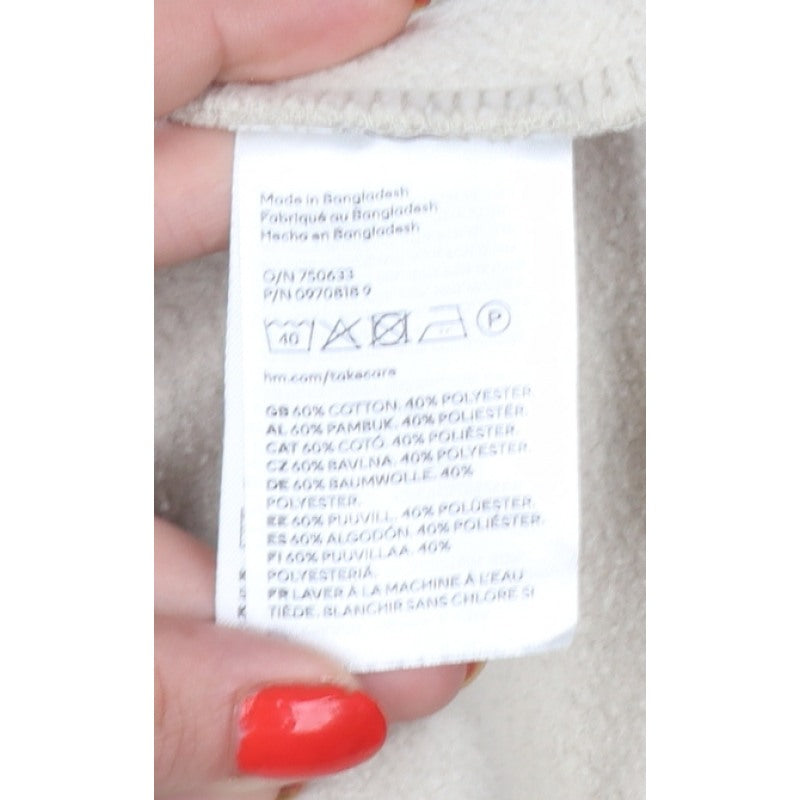 H&M Men’s Beige M Loose Fit Crew Neck Fleece Pullover Sweatshirt
