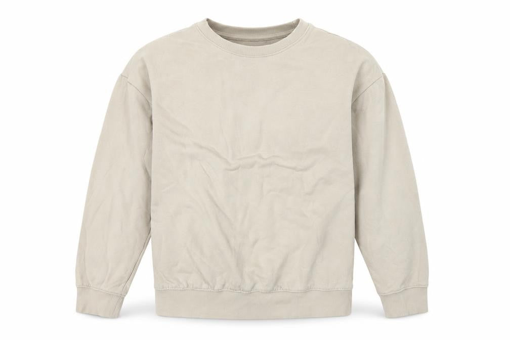 H&M Men’s Beige M Loose Fit Crew Neck Fleece Pullover Sweatshirt
