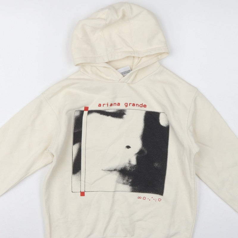 Ariana Grande Girls Ivory 9-10 Years Pullover Graphic Fleece Hoodie