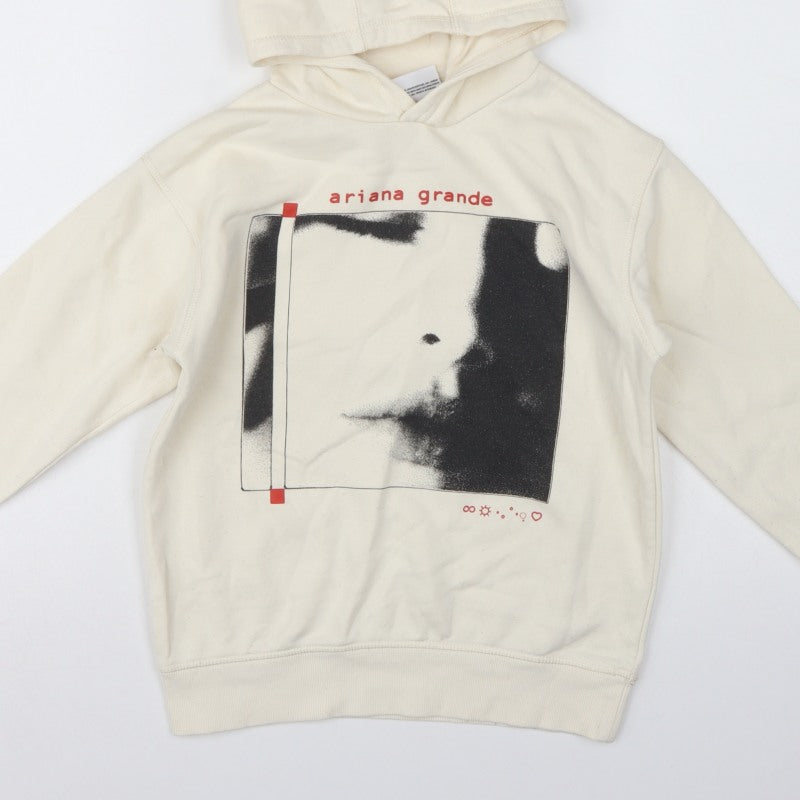 Ariana Grande Girls Ivory 9-10 Years Pullover Graphic Fleece Hoodie