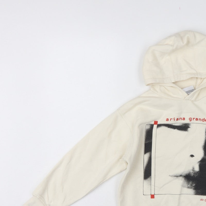 Ariana Grande Girls Ivory 9-10 Years Pullover Graphic Fleece Hoodie