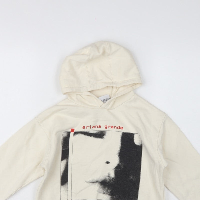 Ariana Grande Girls Ivory 9-10 Years Pullover Graphic Fleece Hoodie