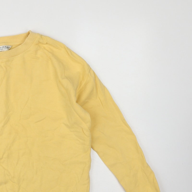 Miss Selfridge Women Yellow S Cotton Fleece Crew Neck Pullover Sweatshirt