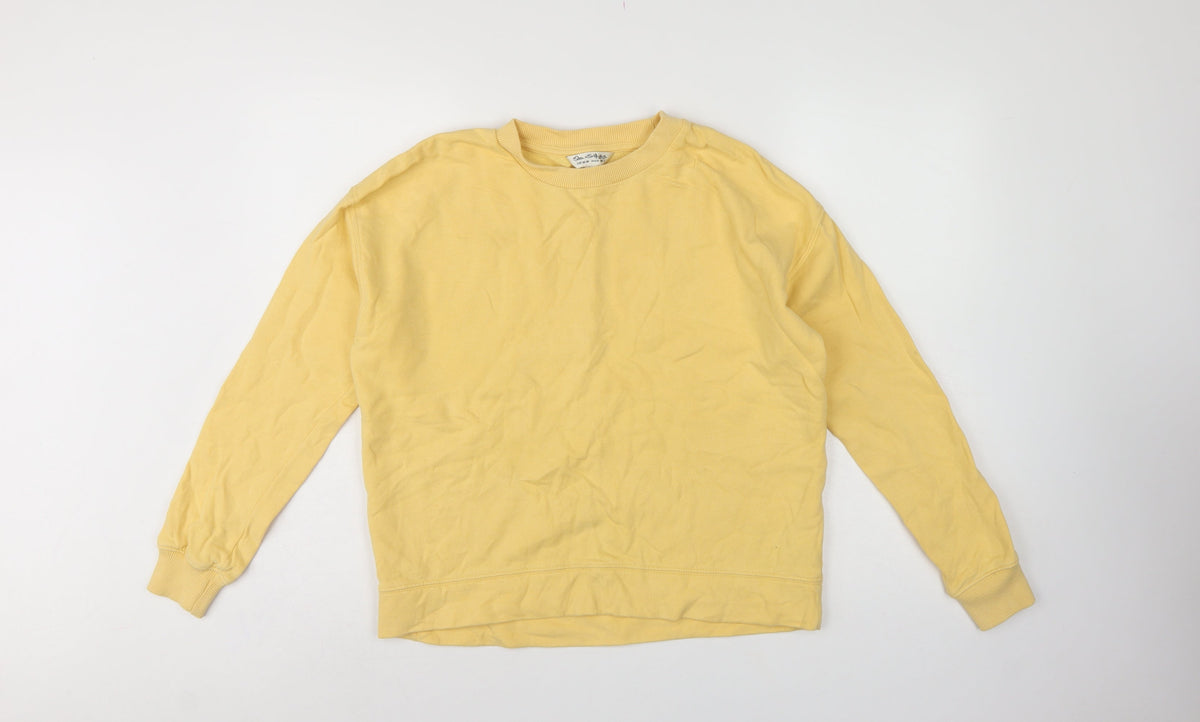 Miss Selfridge Women Yellow S Cotton Fleece Crew Neck Pullover Sweatshirt