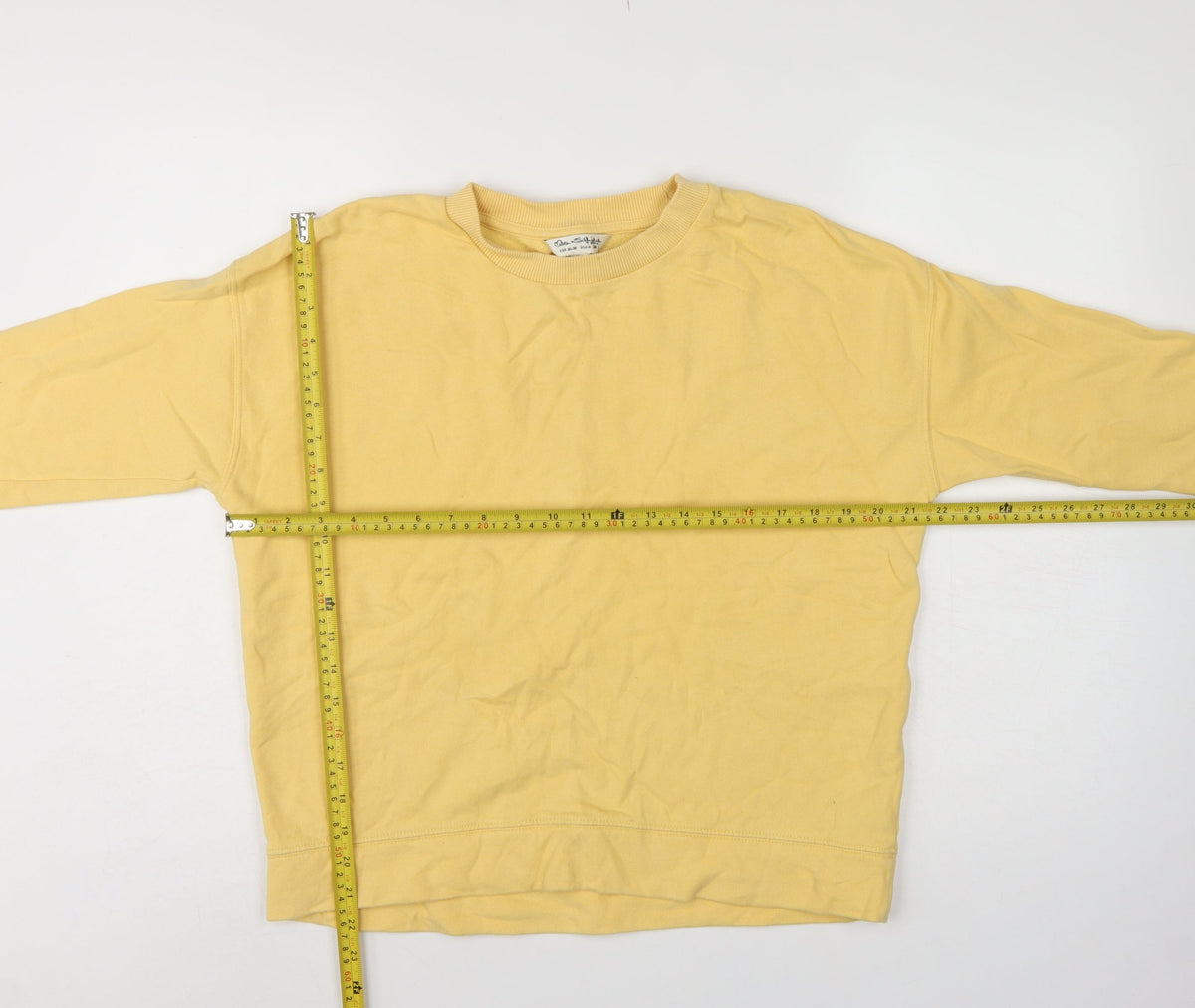 Miss Selfridge Women Yellow S Cotton Fleece Crew Neck Pullover Sweatshirt