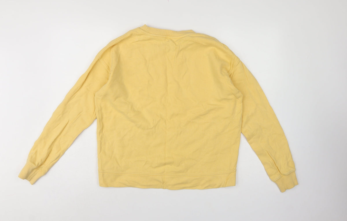 Miss Selfridge Women Yellow S Cotton Fleece Crew Neck Pullover Sweatshirt