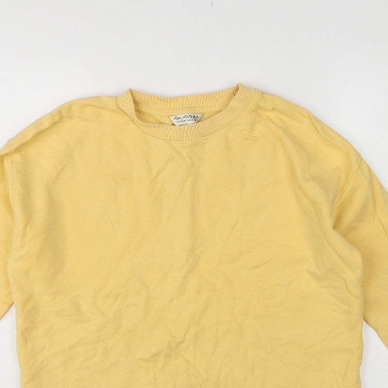 Miss Selfridge Women Yellow S Cotton Fleece Crew Neck Pullover Sweatshirt