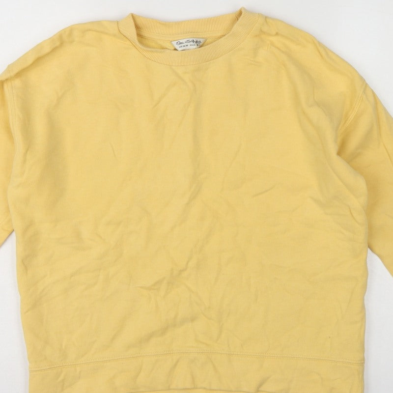 Miss Selfridge Women Yellow S Cotton Fleece Crew Neck Pullover Sweatshirt