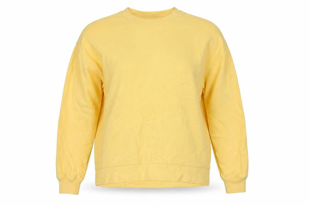 Miss Selfridge Women Yellow S Cotton Fleece Crew Neck Pullover Sweatshirt