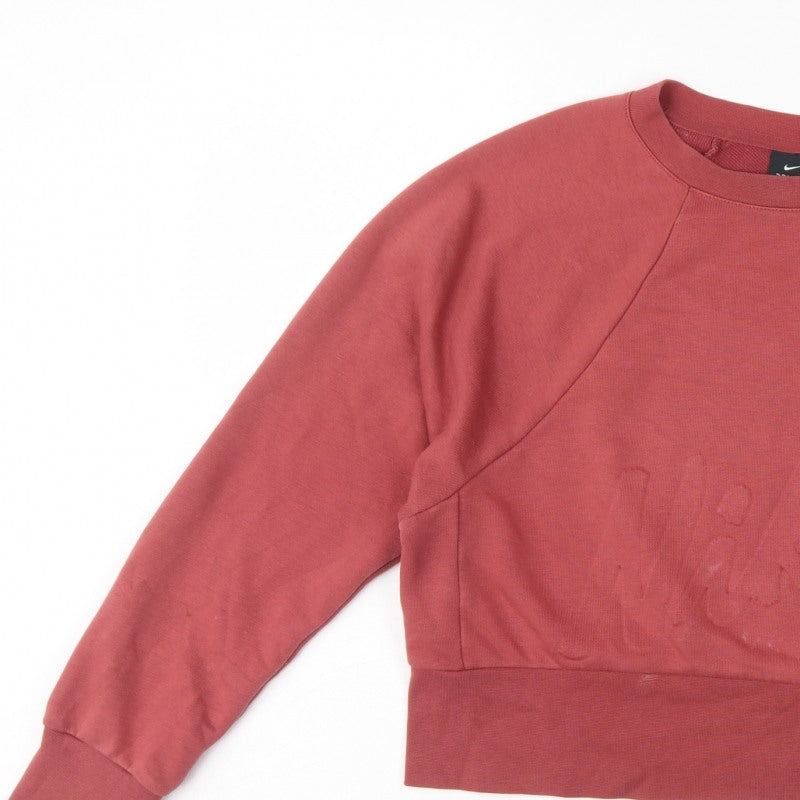Nike Women’s Red S Dri-FIT Cropped Pullover Sweatshirt Logo Raglan