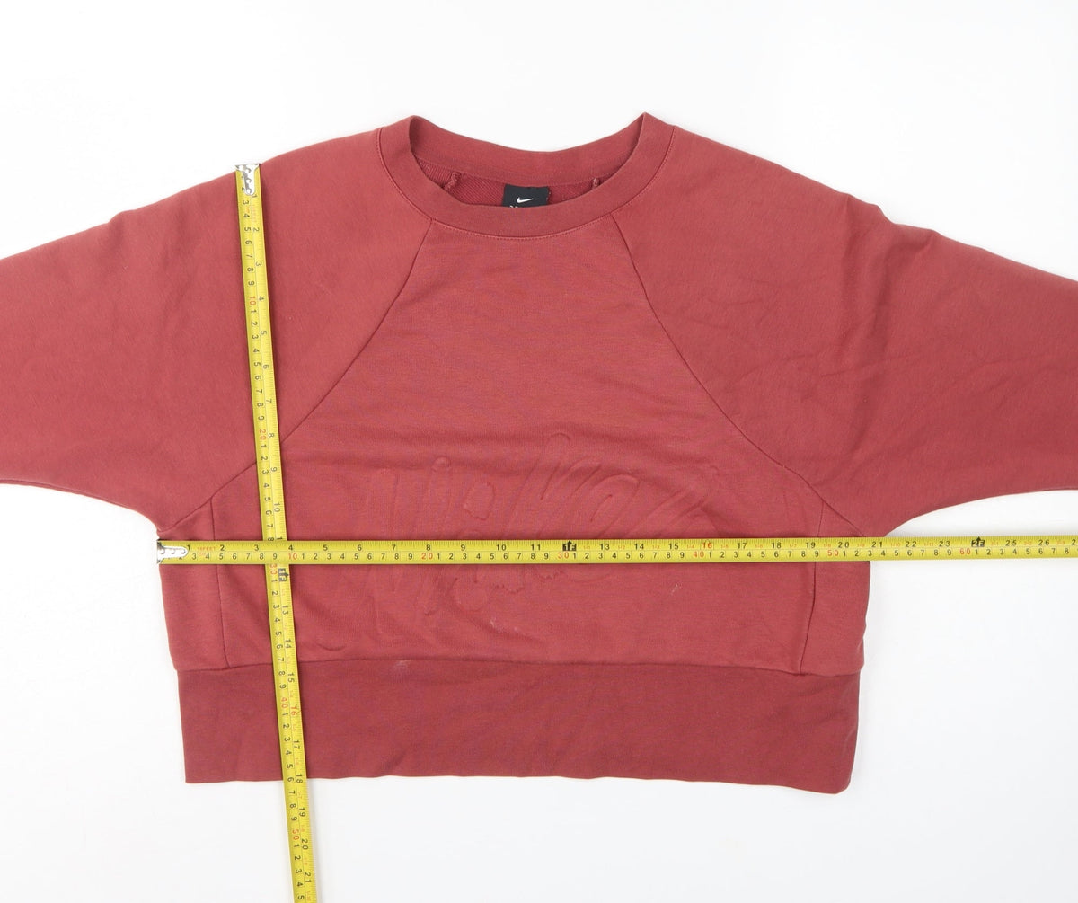 Nike Women’s Red S Dri-FIT Cropped Pullover Sweatshirt Logo Raglan