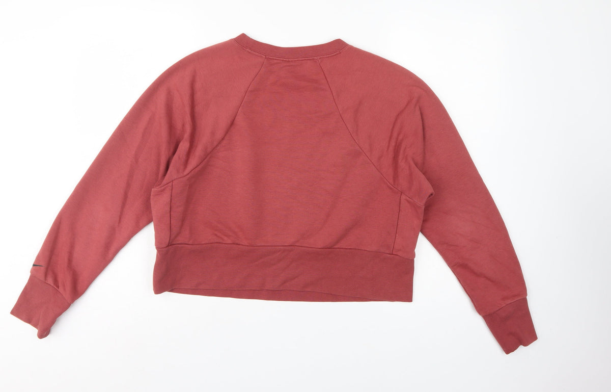 Nike Women’s Red S Dri-FIT Cropped Pullover Sweatshirt Logo Raglan
