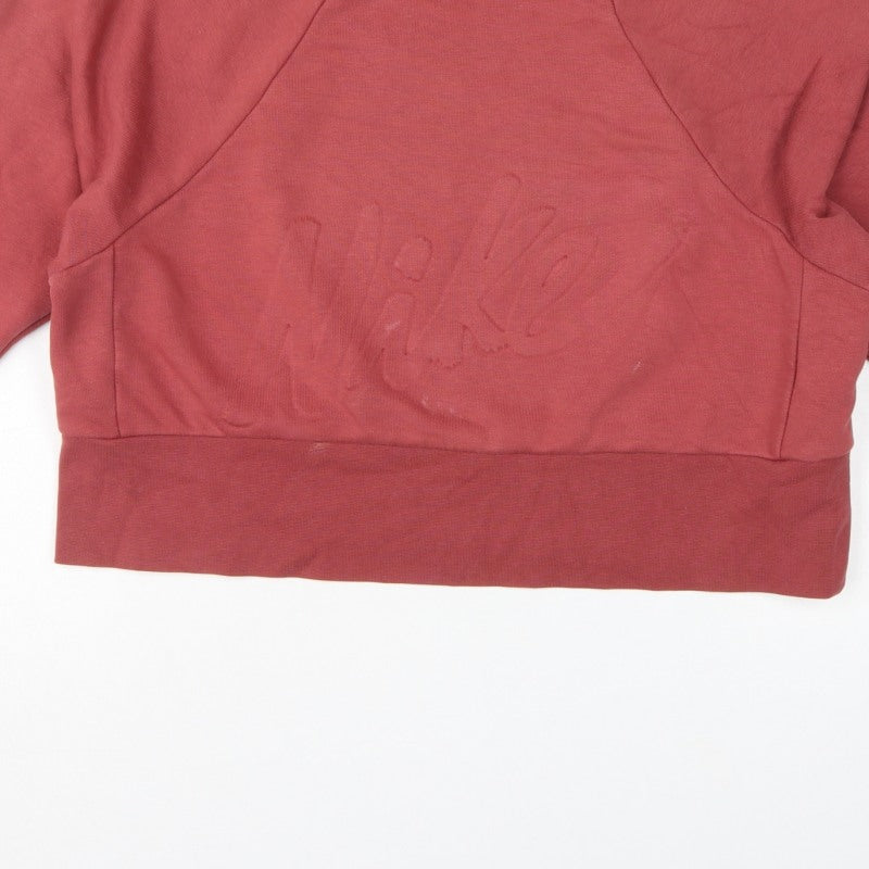 Nike Women’s Red S Dri-FIT Cropped Pullover Sweatshirt Logo Raglan