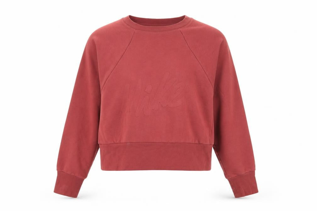 Nike Women’s Red S Dri-FIT Cropped Pullover Sweatshirt Logo Raglan