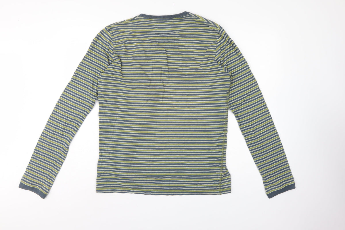 Superdry Men’s Green Striped Long Sleeve Crew Neck T-Shirt L