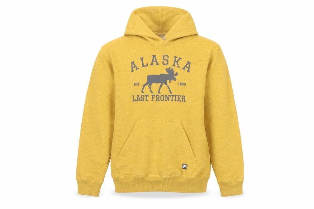 Outfitter Trading Co Boys Yellow L Alaska Moose Pullover Hoodie