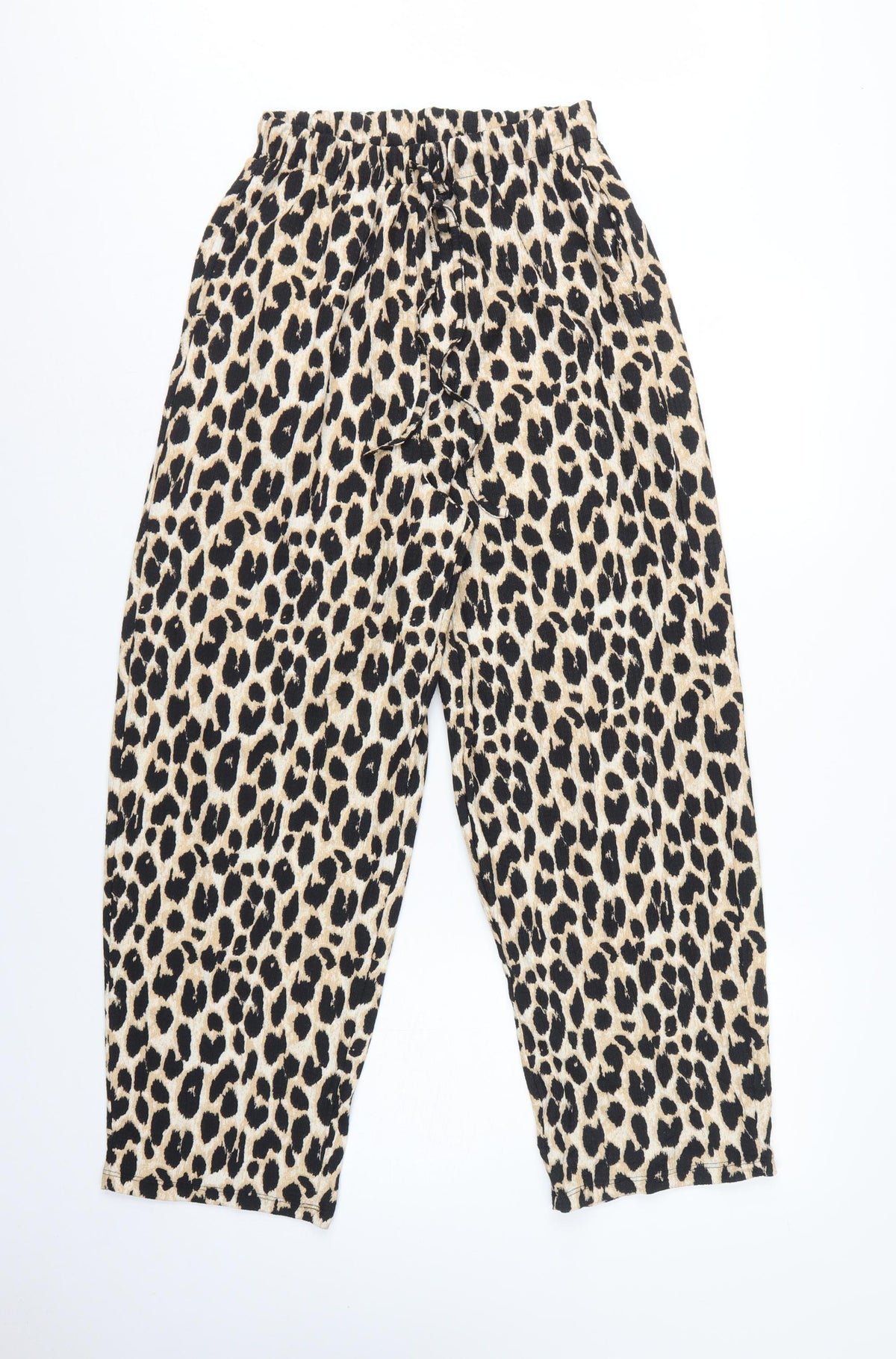 Marks and Spencer Women Beige Leopard Print Drawstring Trousers UK 12