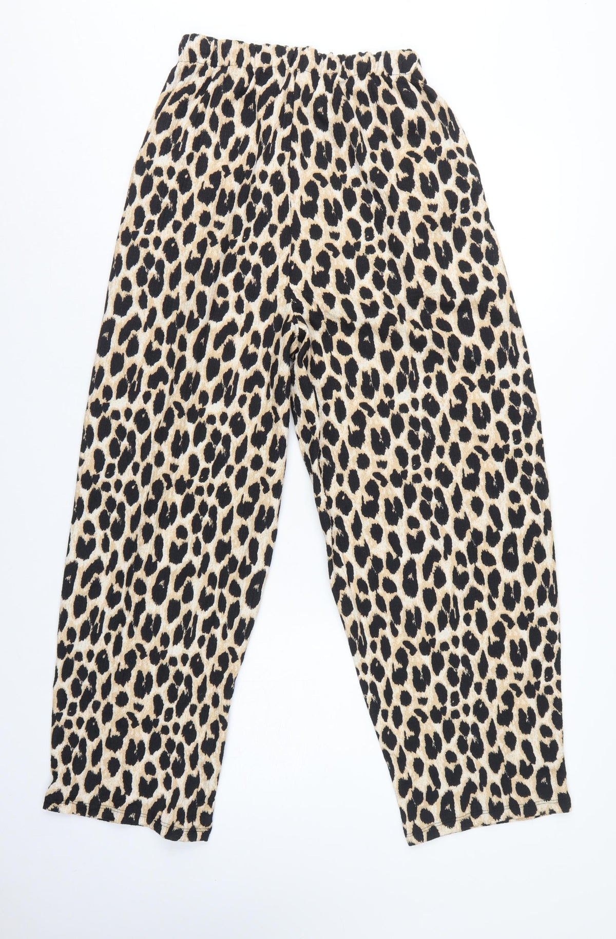 Marks and Spencer Women Beige Leopard Print Drawstring Trousers UK 12