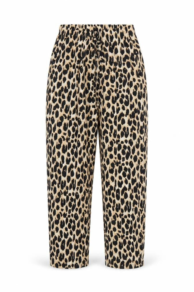 Marks and Spencer Women Beige Leopard Print Drawstring Trousers UK 12